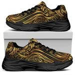 Gold Owl Spirit Print Black Chunky Shoes