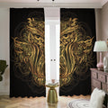 Gold Owl Spirit Print Dimout Pencil Pleat Curtains