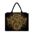 Gold Owl Spirit Print Canvas Tote Bag