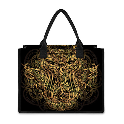 Gold Owl Spirit Print Canvas Tote Bag