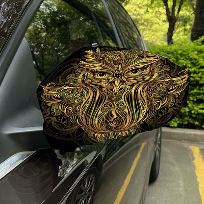 Gold Owl Spirit Print Car Side Mirror Covers