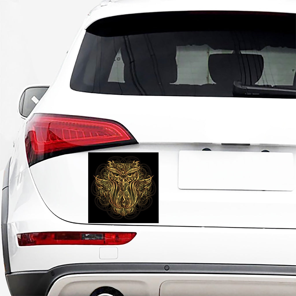 Gold Owl Spirit Print Car Sticker
