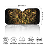 Gold Owl Spirit Print Car Windshield Sun Shade
