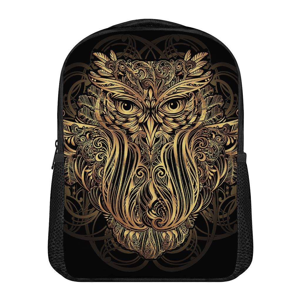 Gold Owl Spirit Print Casual Backpack