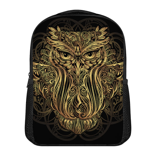 Gold Owl Spirit Print Casual Backpack