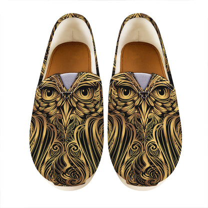 Gold Owl Spirit Print Casual Shoes