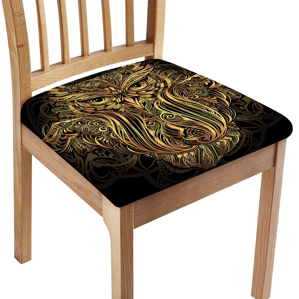 Gold Owl Spirit Print Chair Cushion Cover