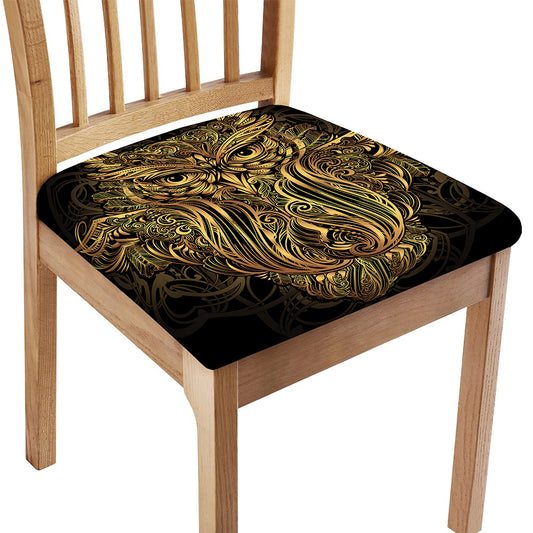 Gold Owl Spirit Print Chair Cushion Cover