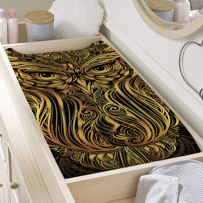 Gold Owl Spirit Print Changing Pad Cover