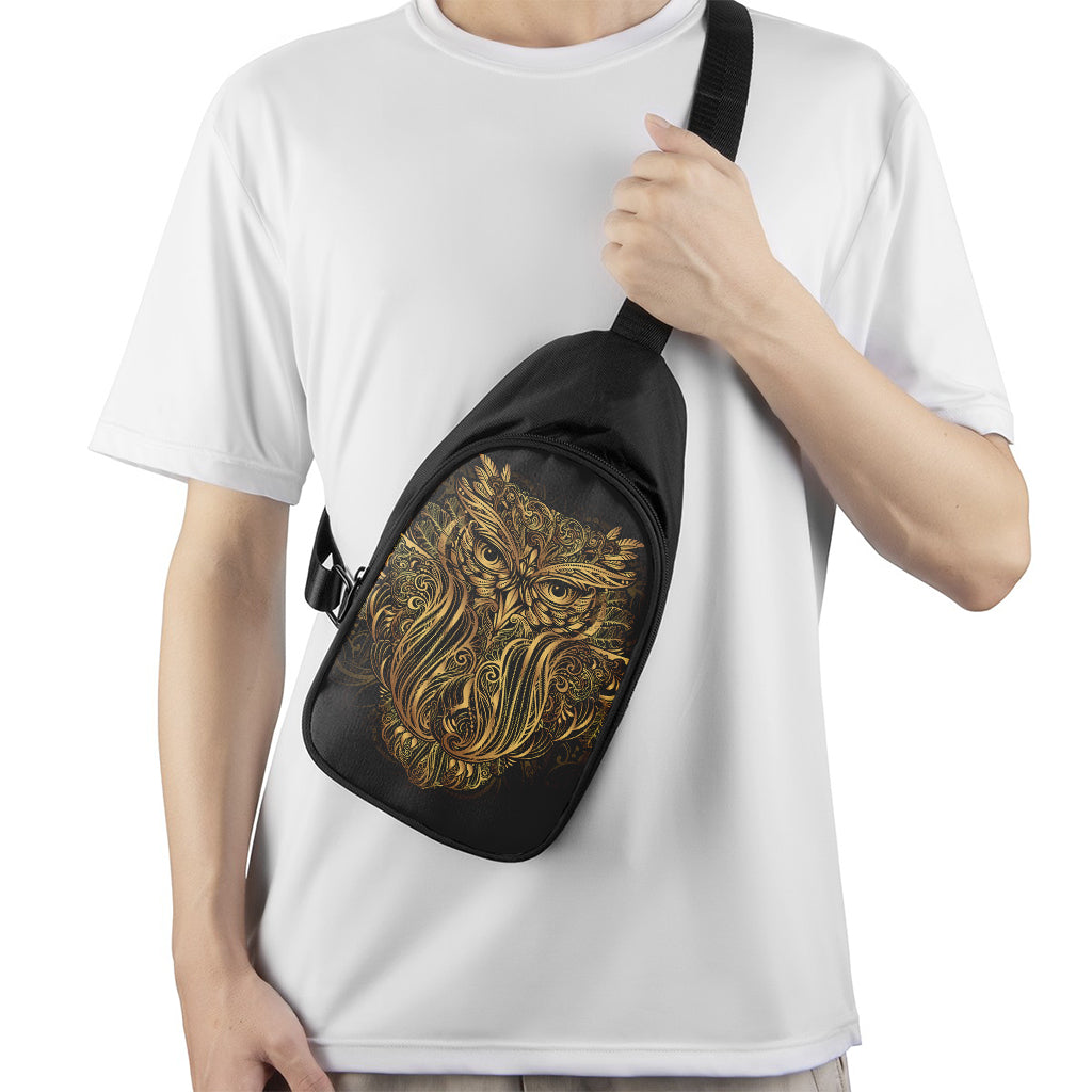 Gold Owl Spirit Print Chest Bag
