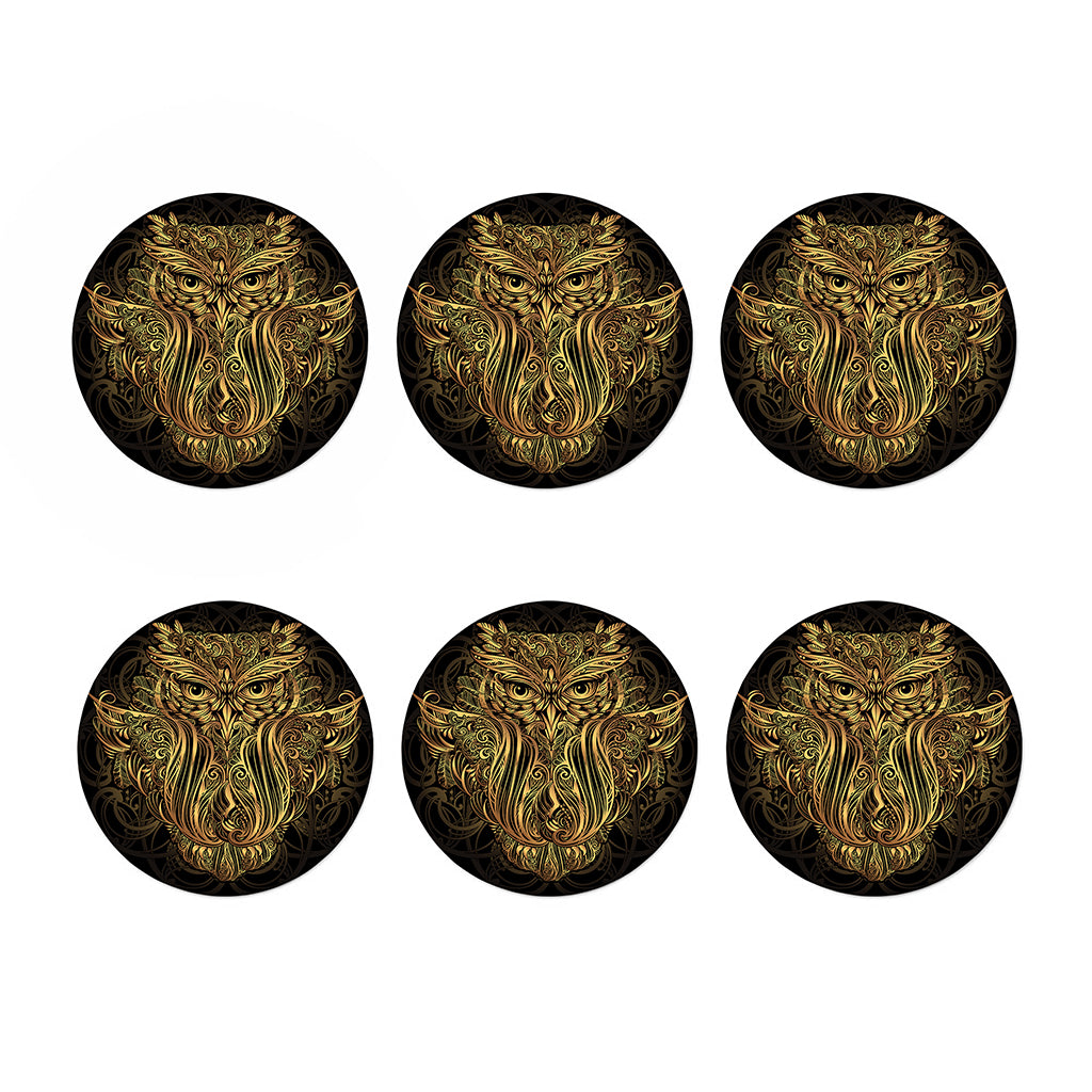 Gold Owl Spirit Print Coaster Set