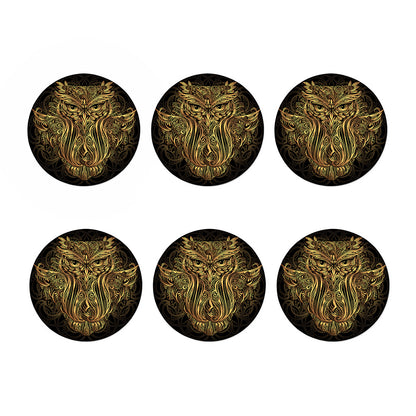 Gold Owl Spirit Print Coaster Set