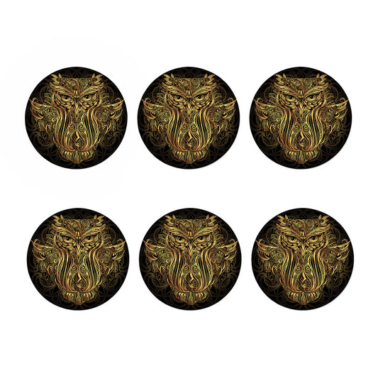 Gold Owl Spirit Print Coaster Set
