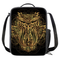 Gold Owl Spirit Print Crossbody Lunch Bag