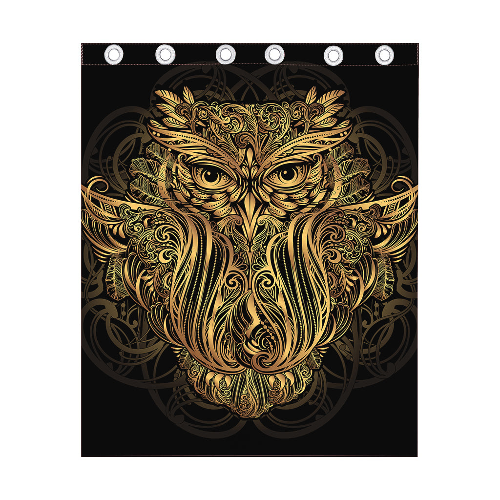 Gold Owl Spirit Print Curtain
