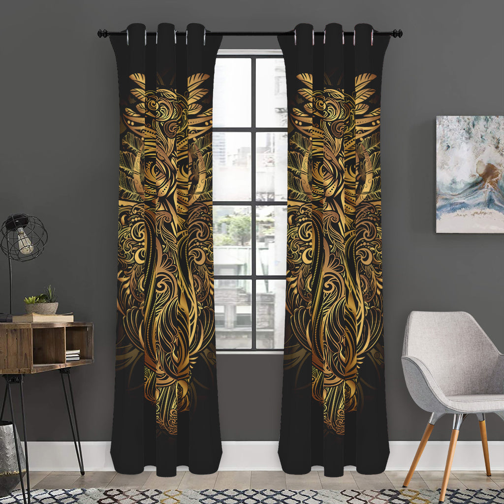 Gold Owl Spirit Print Curtain