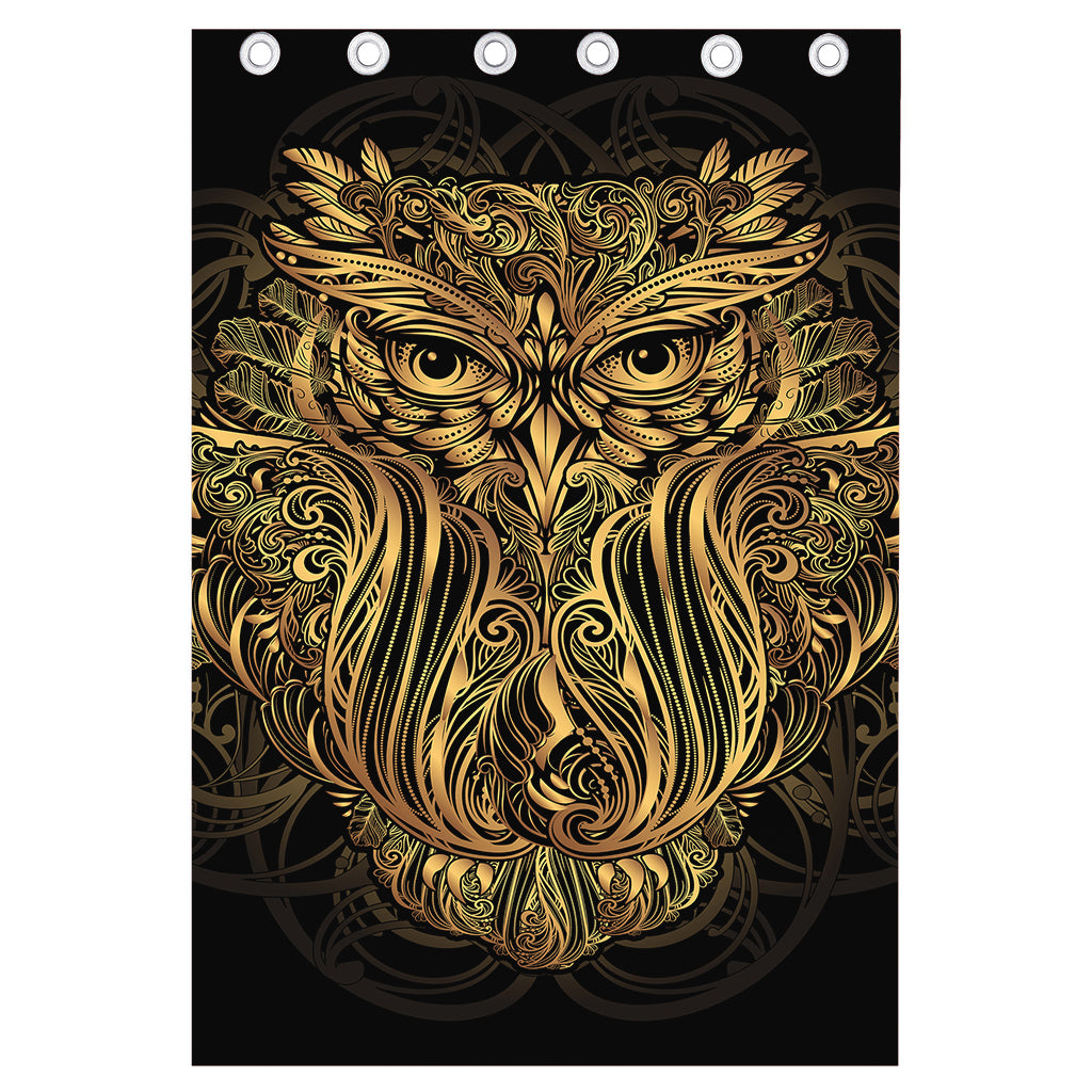 Gold Owl Spirit Print Curtain