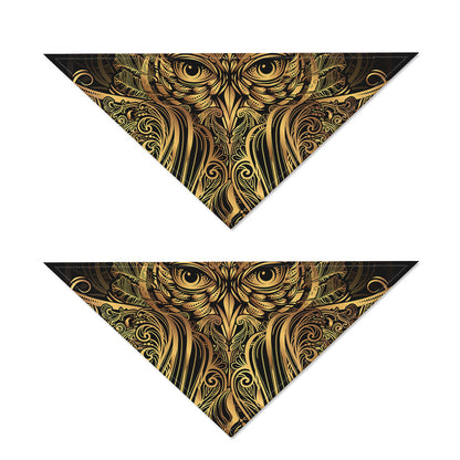 Gold Owl Spirit Print Dog Bandana