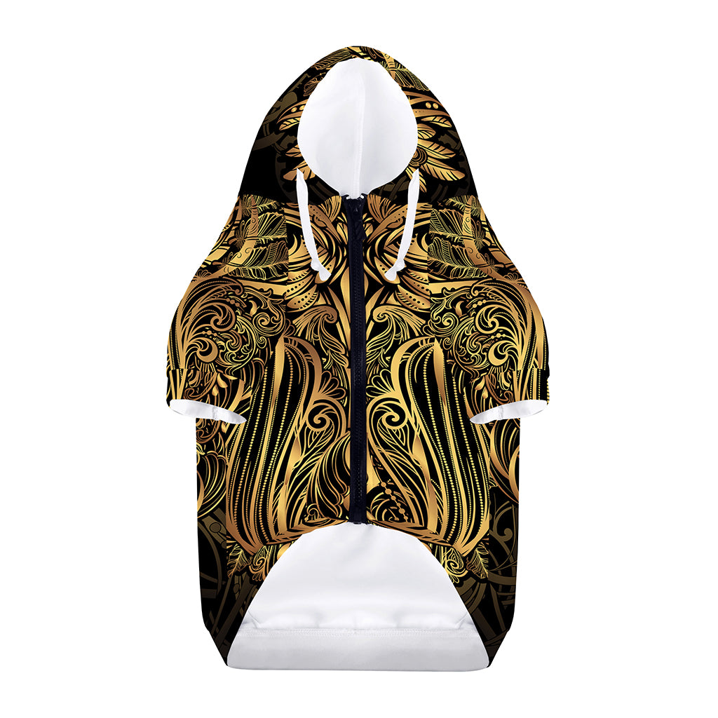 Gold Owl Spirit Print Dog Zip Up Hoodie