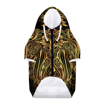 Gold Owl Spirit Print Dog Zip Up Hoodie