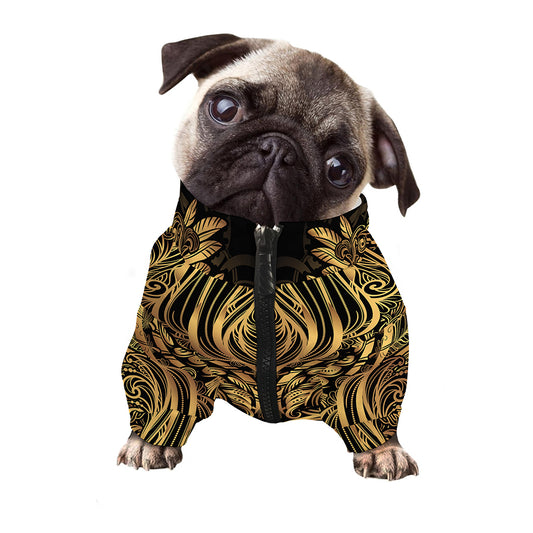 Gold Owl Spirit Print Dog Zip Up Jacket