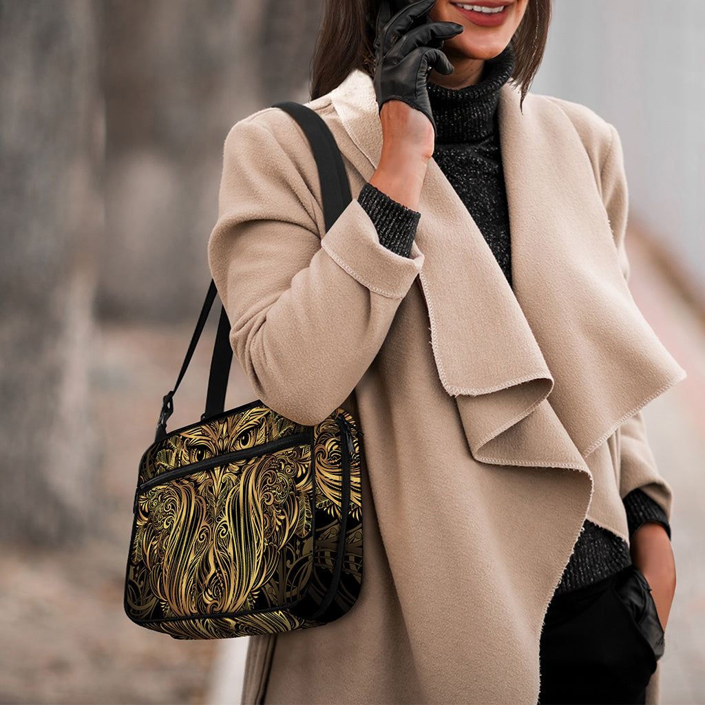 Gold Owl Spirit Print Double Strap Bible Bag