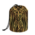 Gold Owl Spirit Print Drawstring Makeup Bag