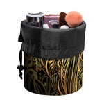 Gold Owl Spirit Print Drawstring Makeup Bag