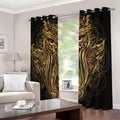Gold Owl Spirit Print Extra Wide Grommet Curtains
