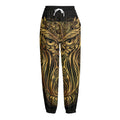 Gold Owl Spirit Print Fleece Lined Knit Pants