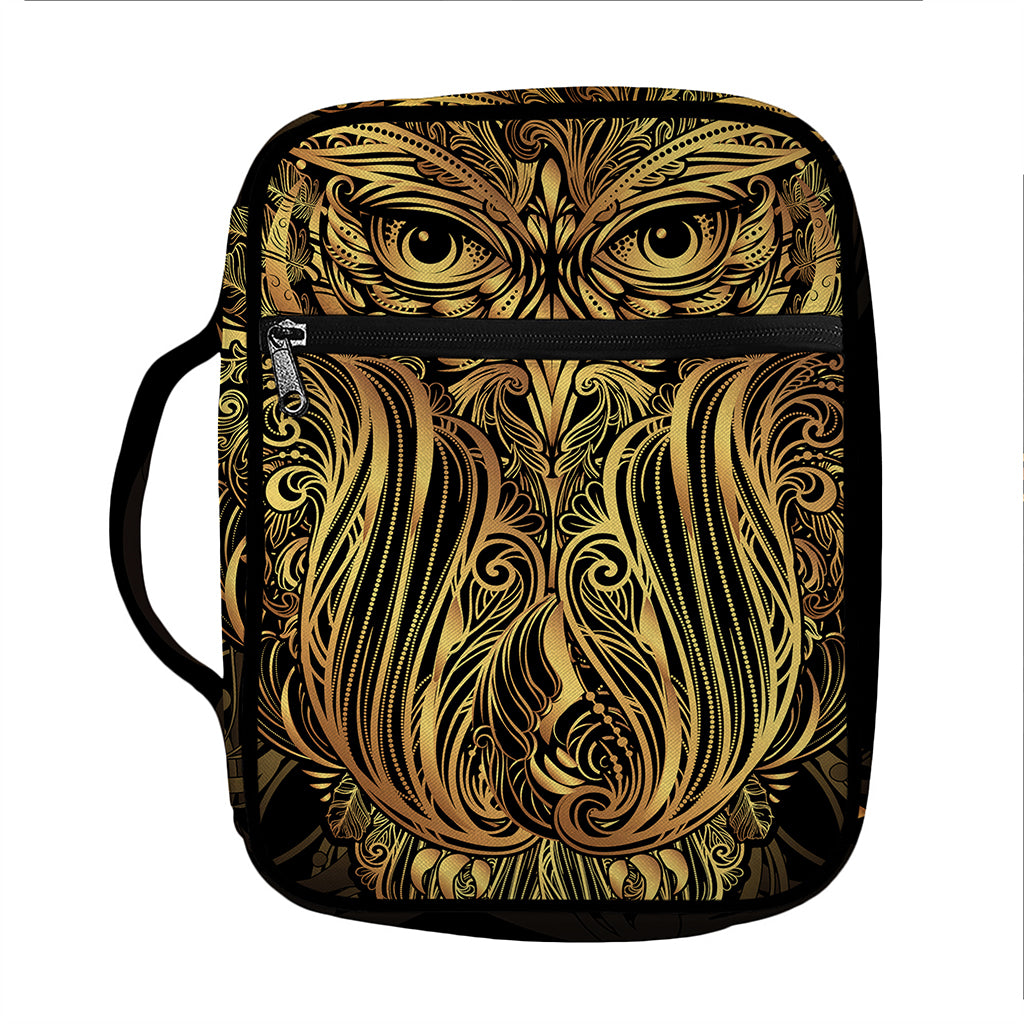 Gold Owl Spirit Print Front Pocket Bible Bag