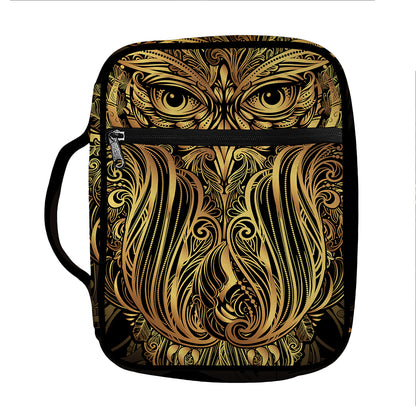 Gold Owl Spirit Print Front Pocket Bible Bag