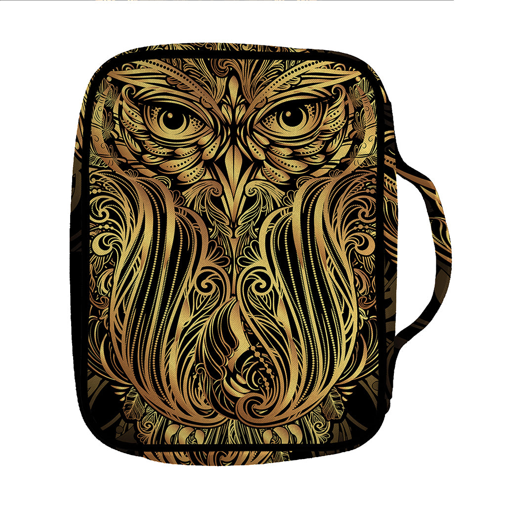 Gold Owl Spirit Print Front Pocket Bible Bag