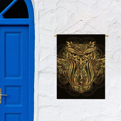 Gold Owl Spirit Print Garden Flag