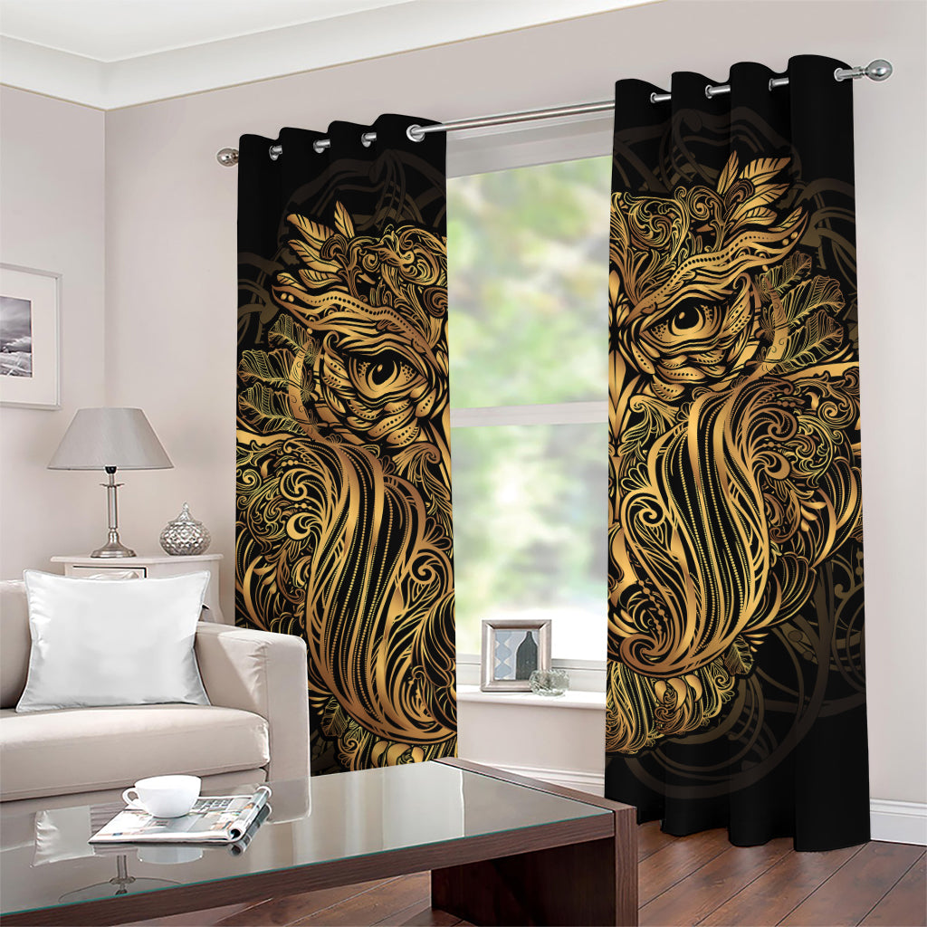 Gold Owl Spirit Print Grommet Curtains