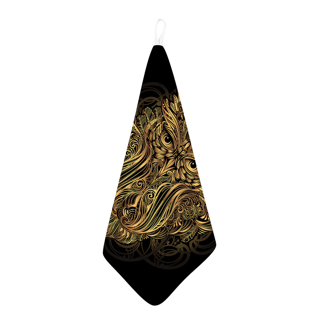 Gold Owl Spirit Print Hand Towel