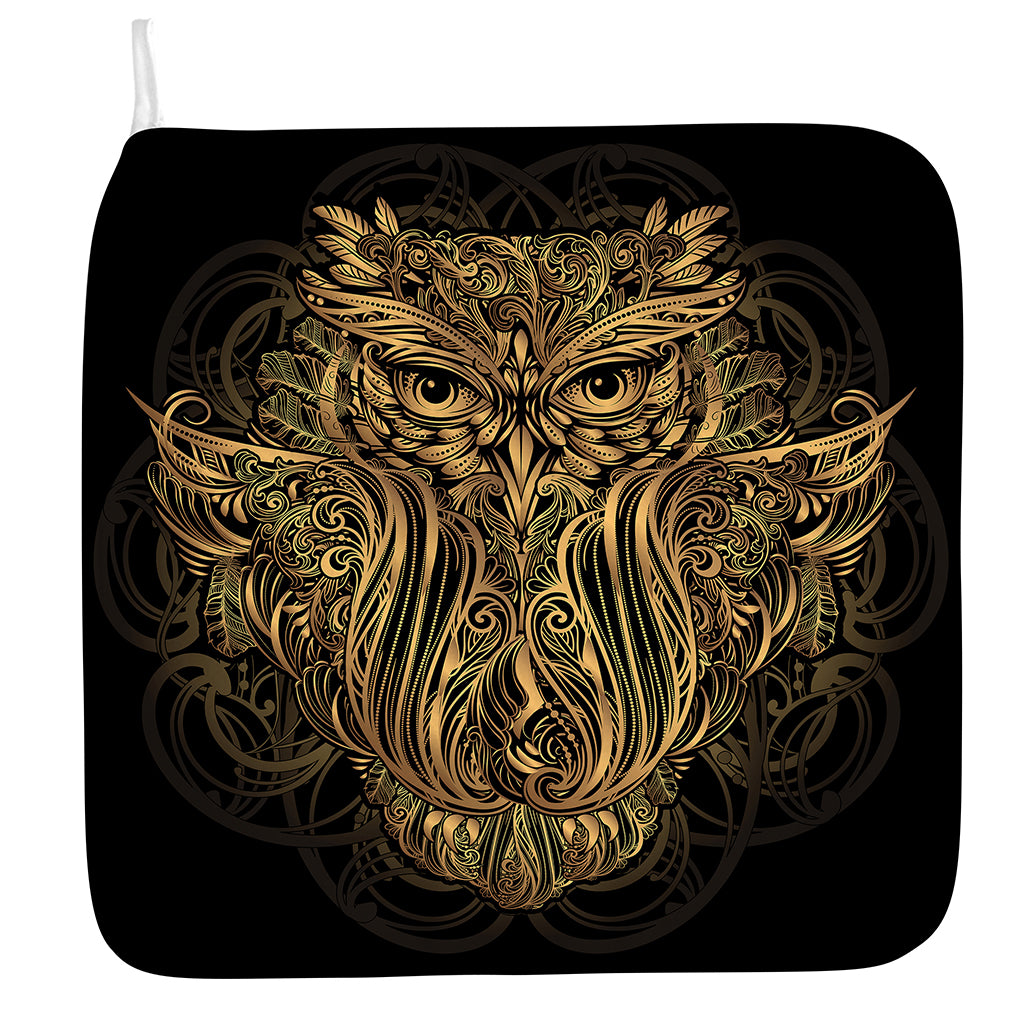 Gold Owl Spirit Print Hand Towel