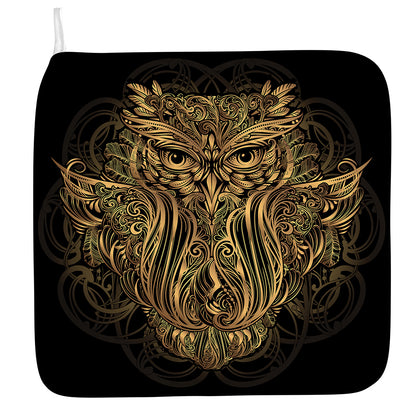 Gold Owl Spirit Print Hand Towel