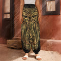 Gold Owl Spirit Print Harem Pants