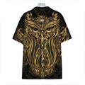 Gold Owl Spirit Print Hawaiian Shirt