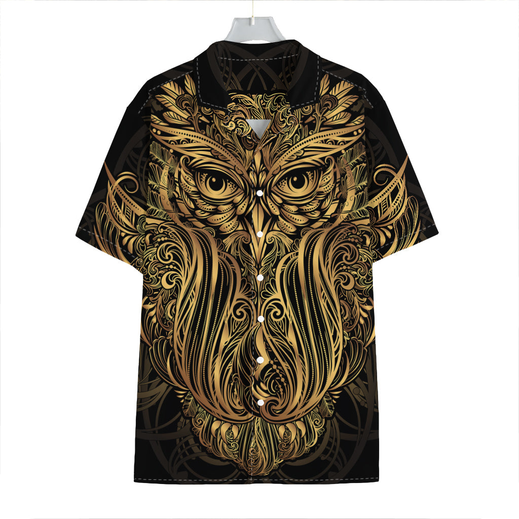 Gold Owl Spirit Print Hawaiian Shirt