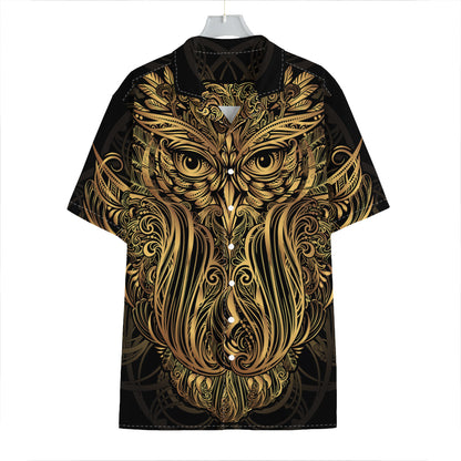 Gold Owl Spirit Print Hawaiian Shirt