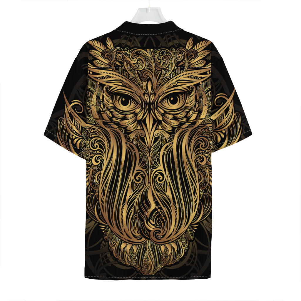 Gold Owl Spirit Print Hawaiian Shirt
