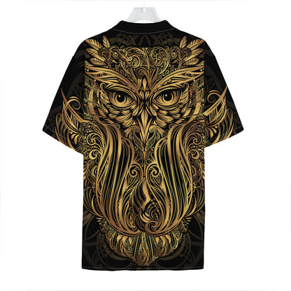 Gold Owl Spirit Print Hawaiian Shirt