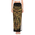 Gold Owl Spirit Print High Slit Maxi Skirt