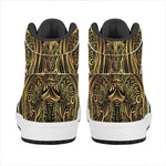 Gold Owl Spirit Print High Top Leather Sneakers