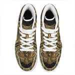 Gold Owl Spirit Print High Top Leather Sneakers