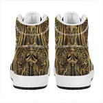 Gold Owl Spirit Print High Top Leather Sneakers