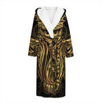 Gold Owl Spirit Print Hooded Bathrobe