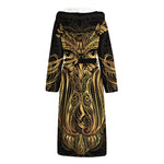 Gold Owl Spirit Print Hooded Bathrobe